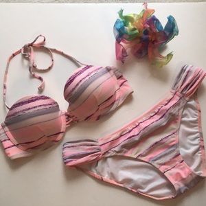 Victoria’s Secret Bikini Coral Purple Blue.